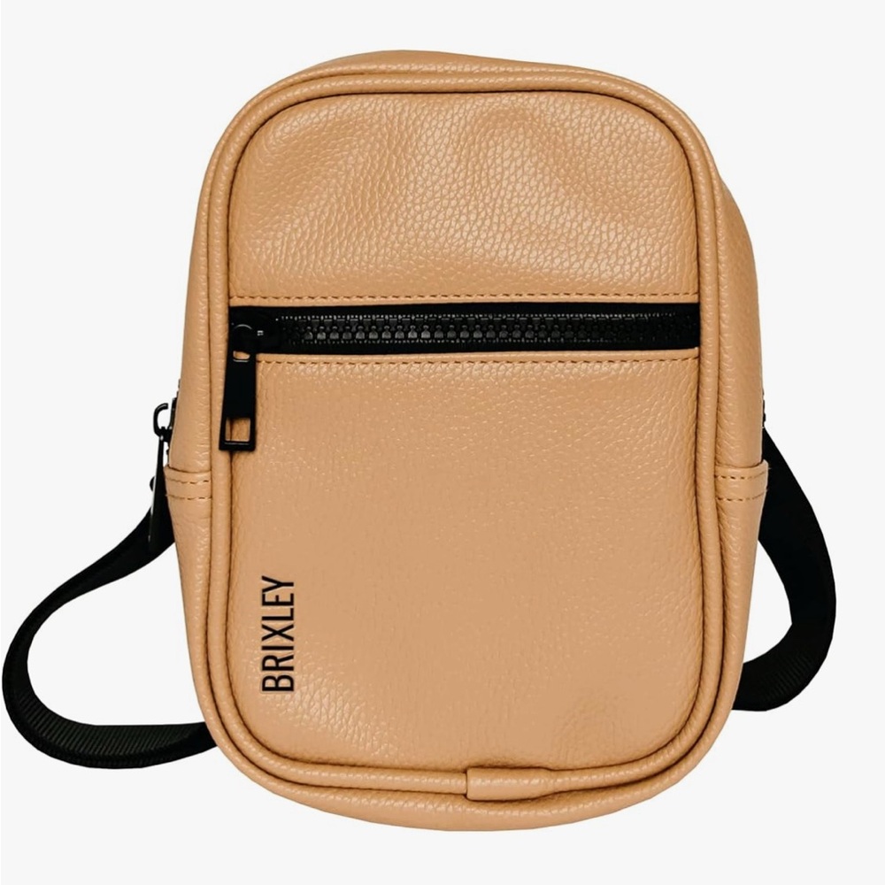 Tan Crossbody Bag Unisex Faux Leather Dune Multi Position Sling Purse Adj Strap - Picture 6 of 10